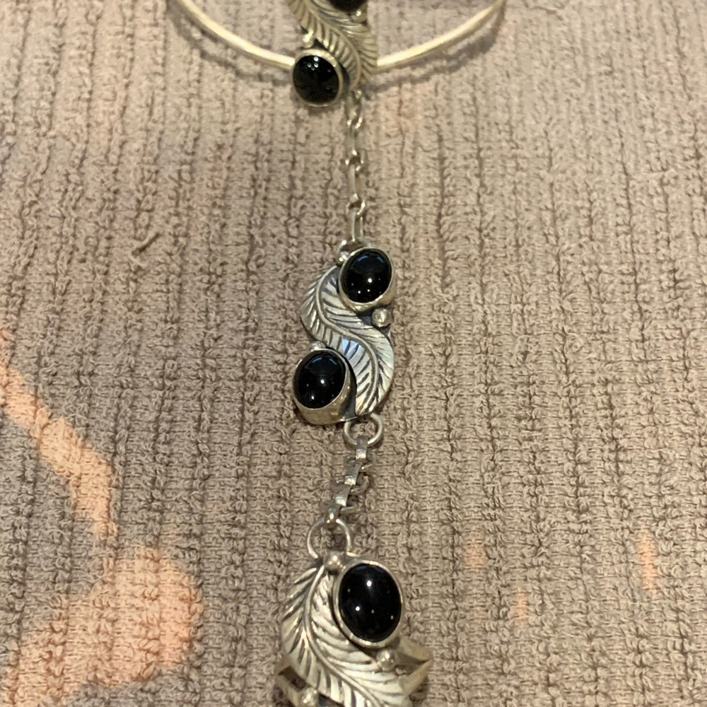 Sterling Silver Black Onyx Slave Bracelet
